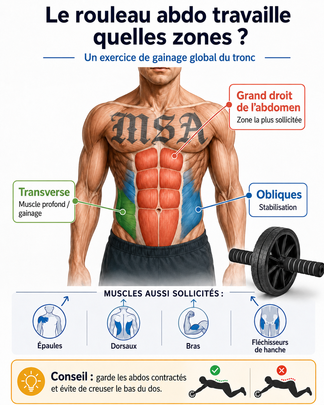 AbForce™ – Rouleau Abdominal Antidérapant
